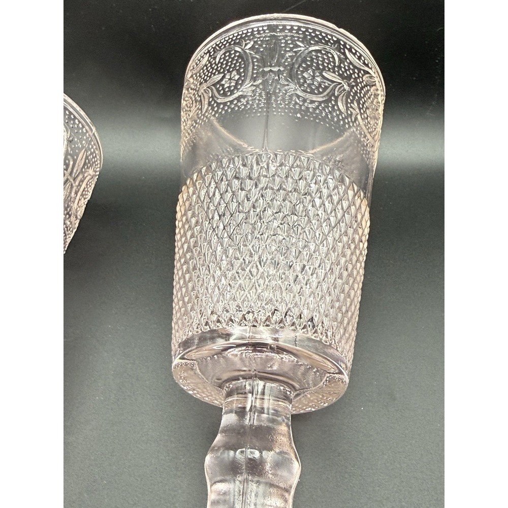 Lot 2 Vtg 6 3/4" Tiara Pink Glass Sandwich Iced Tea Goblets By Indiana Glass GUC - Picture 5 of 7